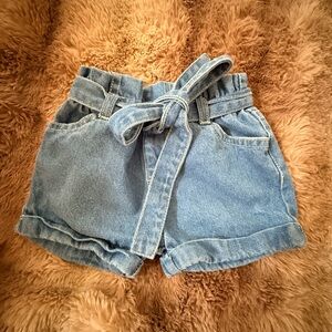 Baileys blossoms Denim Paperbag Waist toddler Shorts -